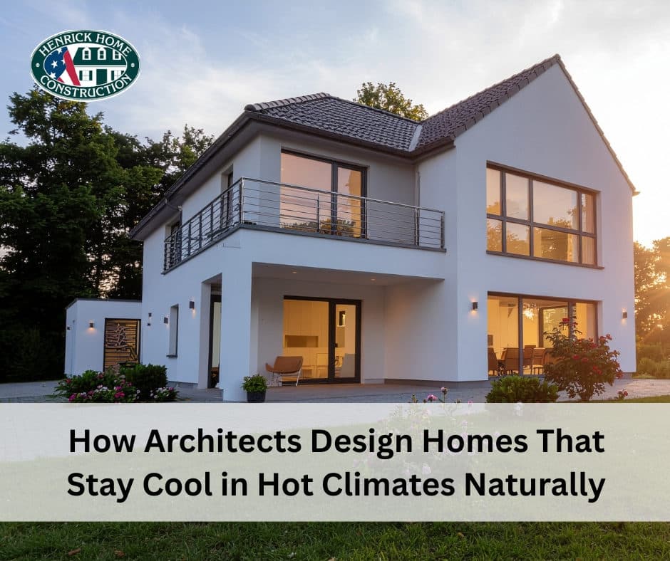 Modern home exterior with pool and shaded outdoor living area designed for hot weather comfort